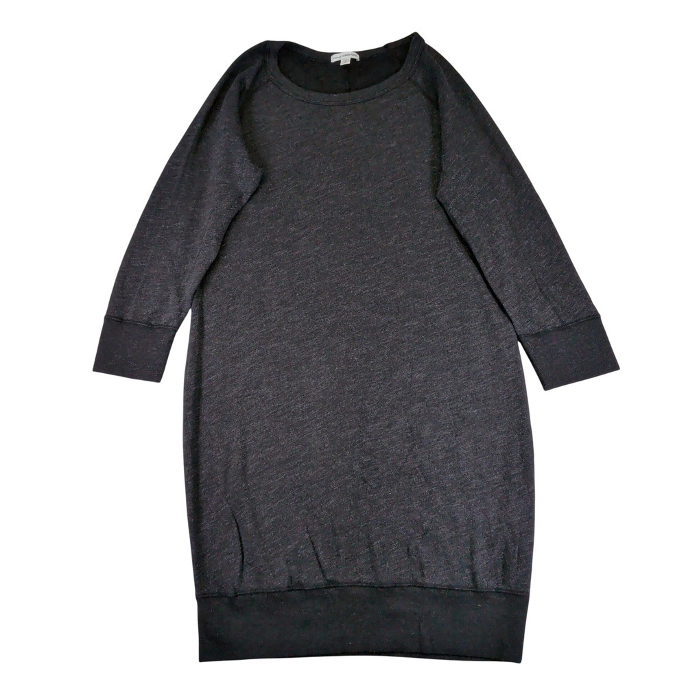 James Perse Raglan Sweatshirt Dress WXT6461 Charcoal Gray Heathered Size 3 Large